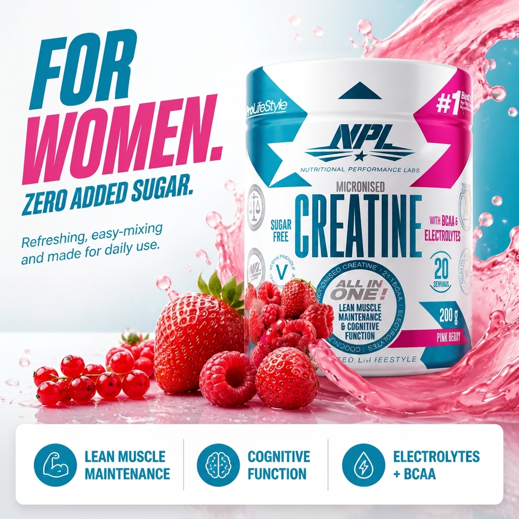 Creatine made for women — zero added sugar, refreshing and easy-mixing for daily use