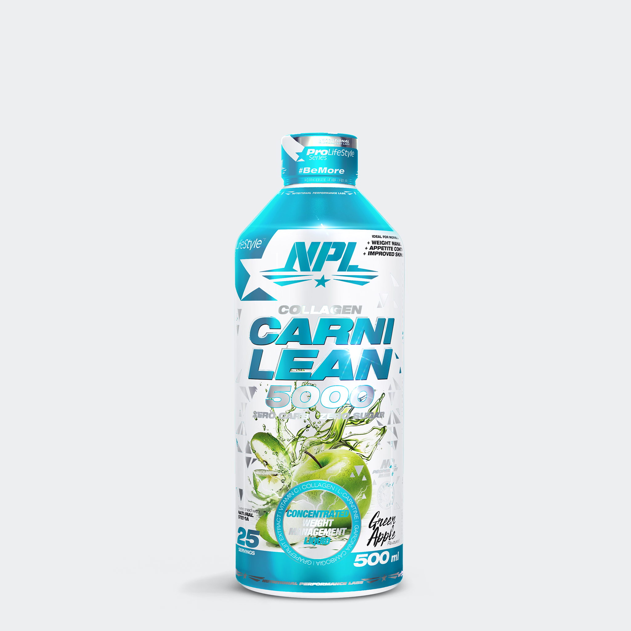 NPL L-Carnitine fat burner with collagen for weight loss and weight maintenance - Green apple flavour