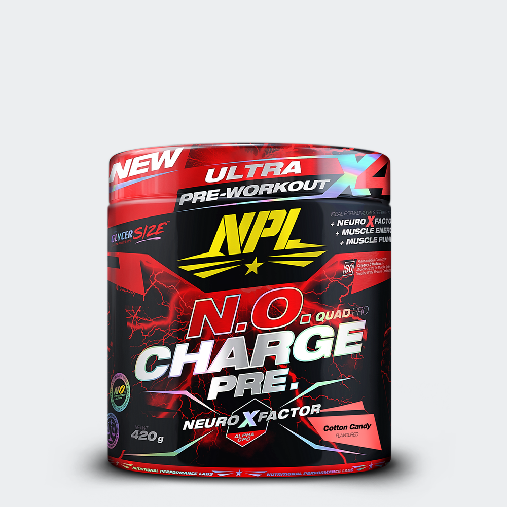 N.O. Charge for unrivalled muscle strength and performance. An explosive pre-workout for enhanced and prolonged energy.