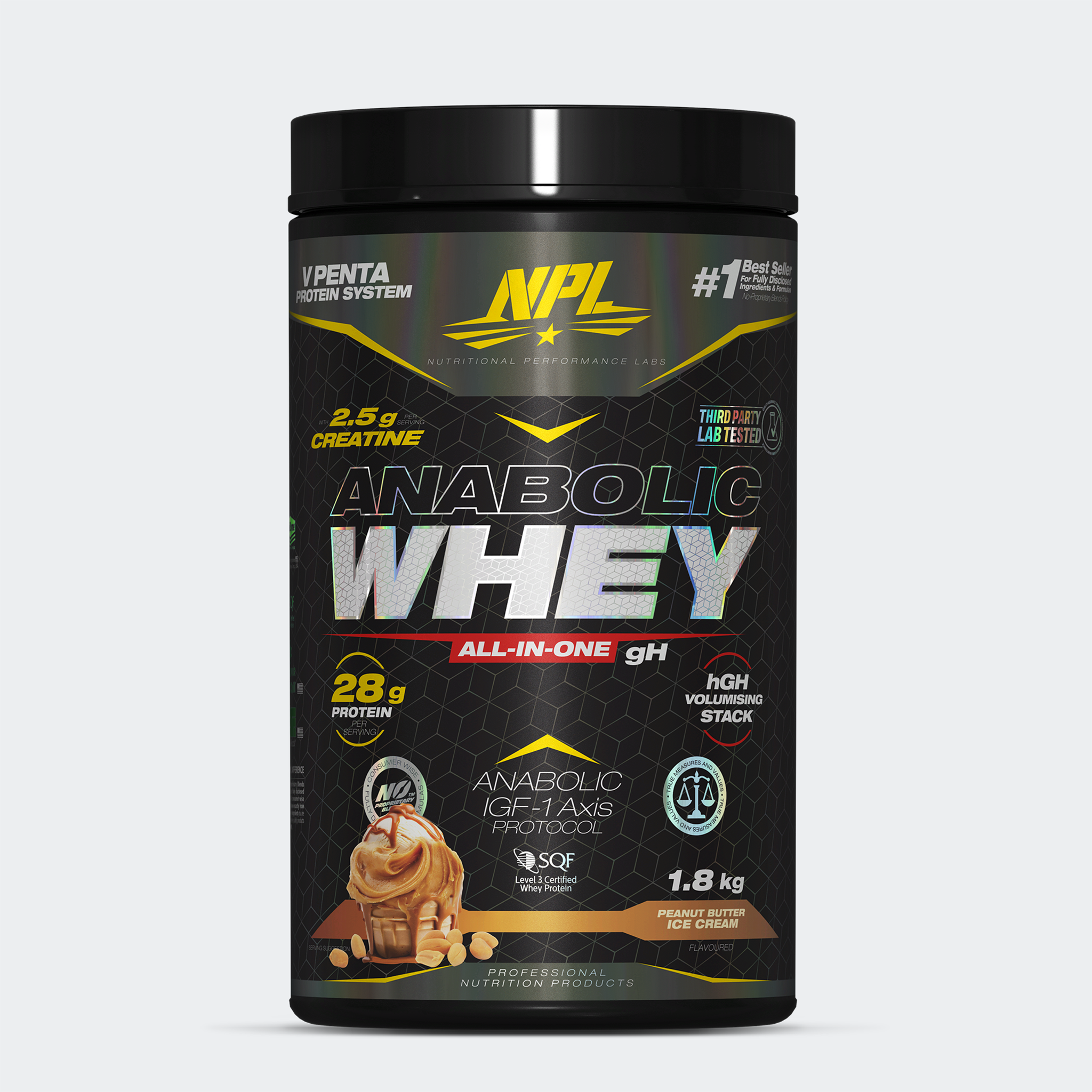 NPL Anabolic Whey | All-in-One Whey Protein + Creatine - 1.8kg / Peanut ...