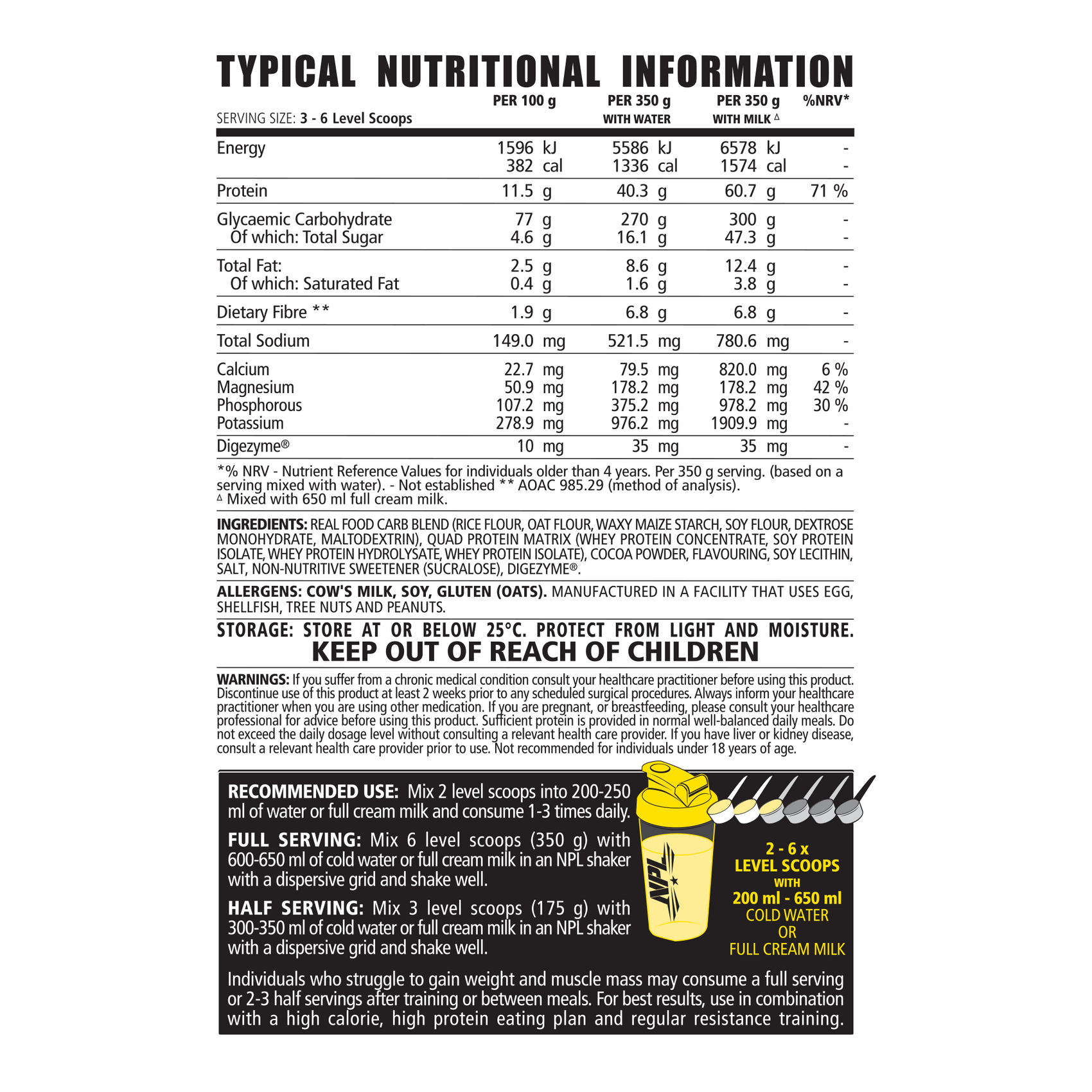 NPL Pro Mass Chocolate Milkshake 2kg