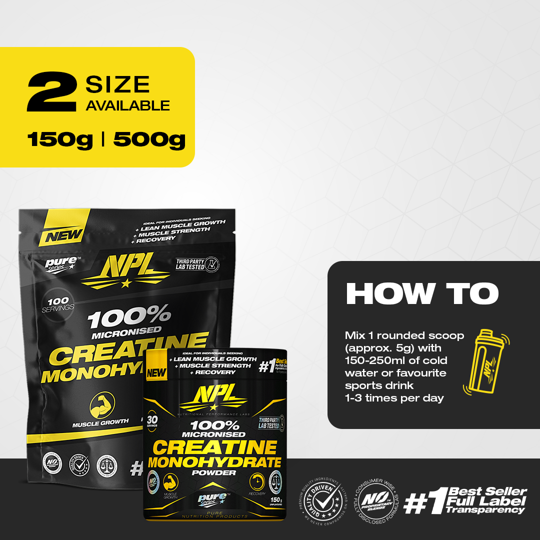 Available in two sizes — 150g and 500g — mix one 5g scoop with water or a sports drink