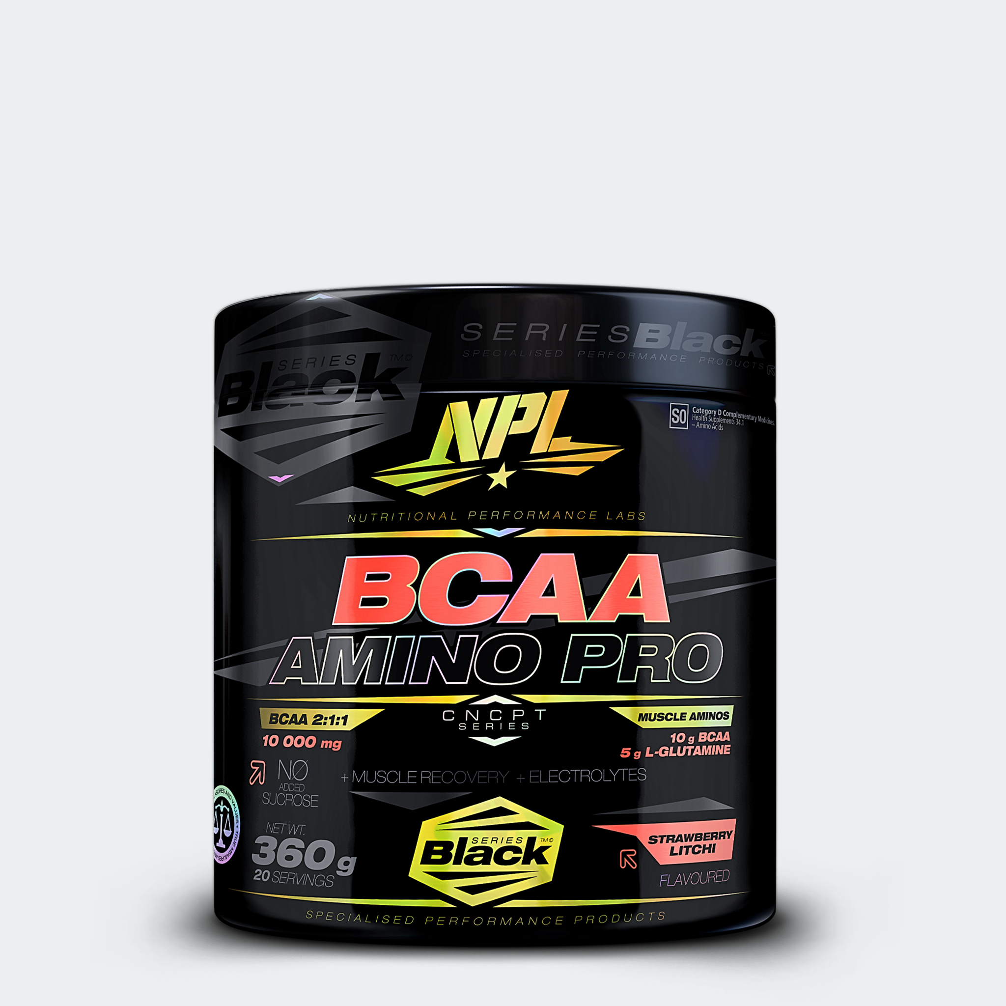NPL BCAA Amino Pro with L-Glutamine for improved recovery and lean muscle growth - Strawberry litchi