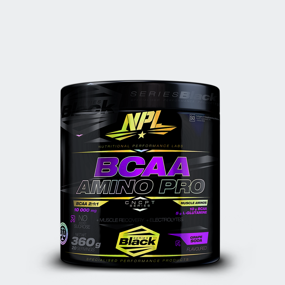 NPL BCAA Amino Pro with L-Glutamine for improved recovery and lean muscle growth - Grape soda