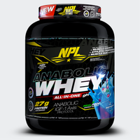 NPL anabolic all in one whey protein powder for lean muscle growth and recovered with added creatine monohydrate and glutamine