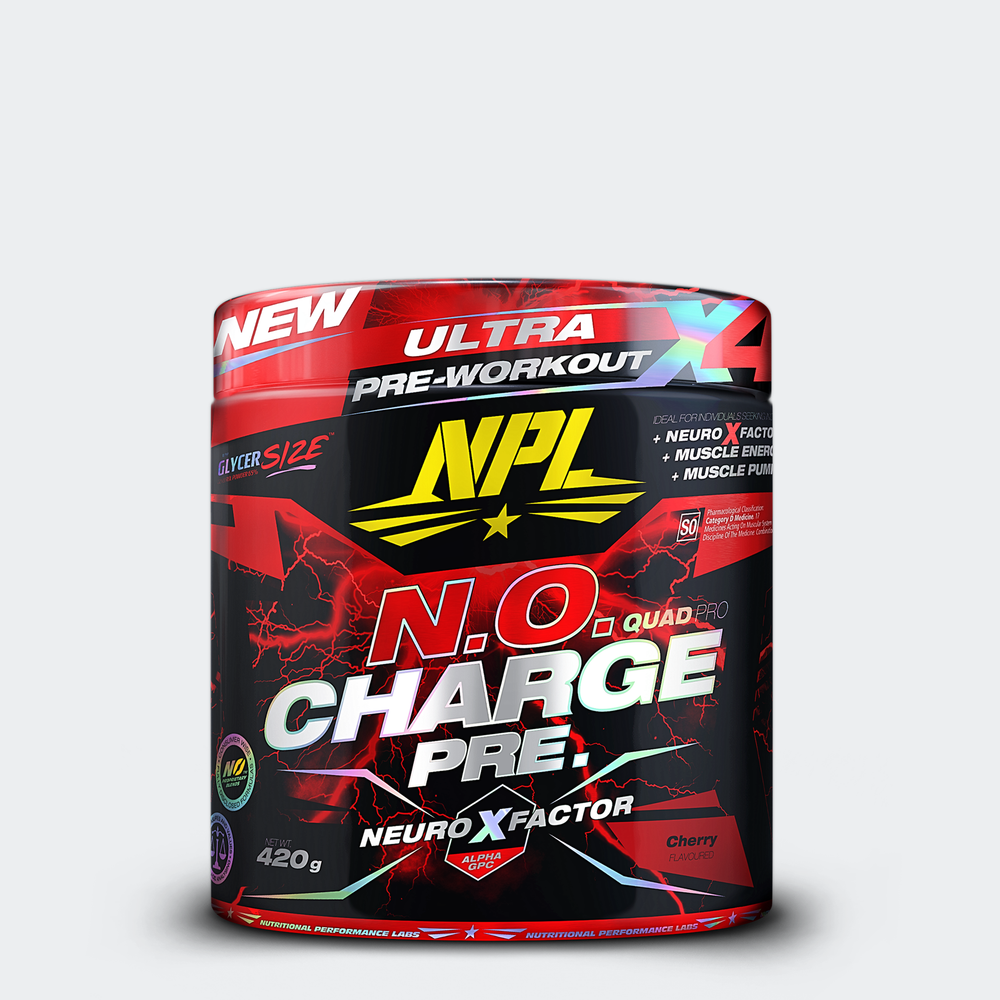 N.O. Charge for unrivalled muscle strength and performance. An explosive pre-workout for enhanced and prolonged energy.