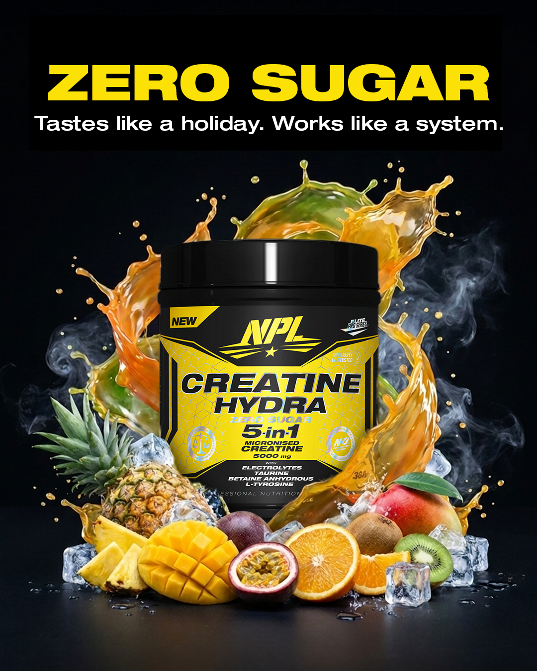Zero sugar — tastes like a holiday, works like a system